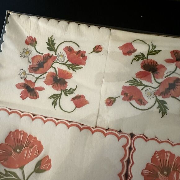 Vintage John Dickinson Poppy New Cocktail Party Set Napkins Coasters Placemats - Picture 2 of 7